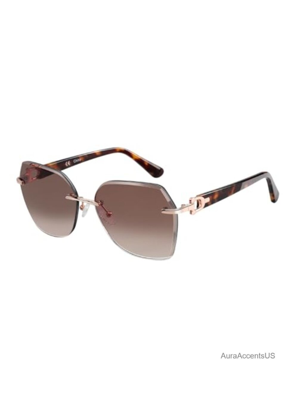 Oversized Rimless Sunglasses Gradient Lens UV Protection Women